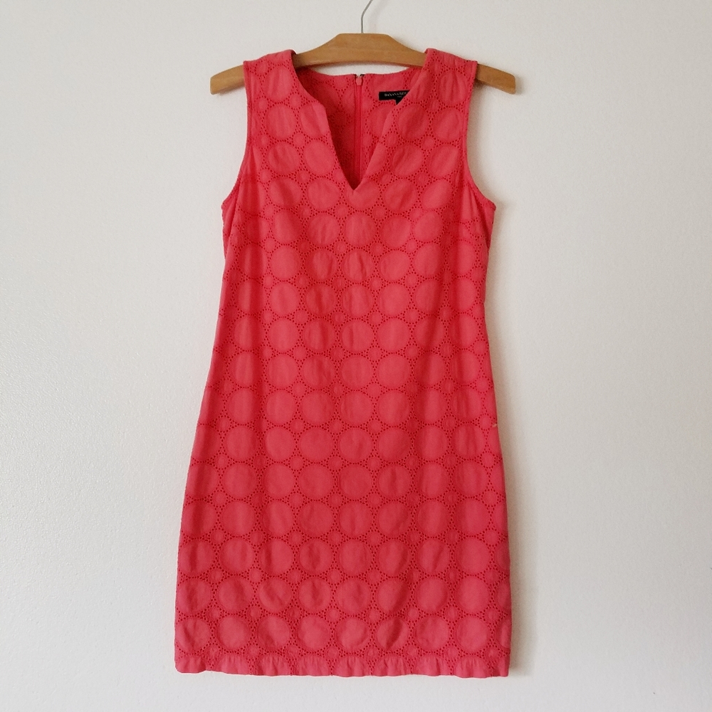 Banana Republic coral eyelet lace mini shift dress